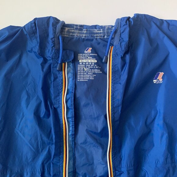 Vintage K-Way Windbreaker Jacket Blue Zip Up Blokecore Athleisure Fanny Pack - Picture 6 of 15